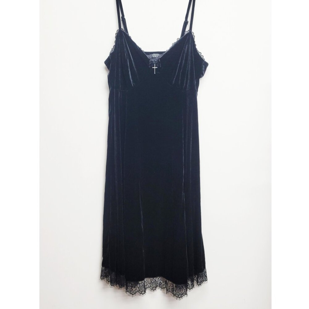 Hot Topic 2 Plus Size Cosmic Aura Black Velvet Lace Midi Dress 2X 18 20 - Picture 4 of 8